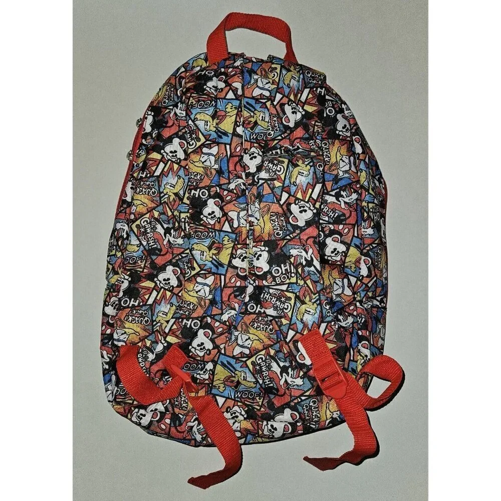 Disney Parks Mickey Mouse Lightweight Backpack Red Black Oh Boy Donald Goofy